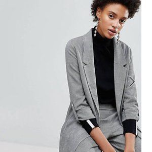 Stradivarius mini check grey plaid blazer